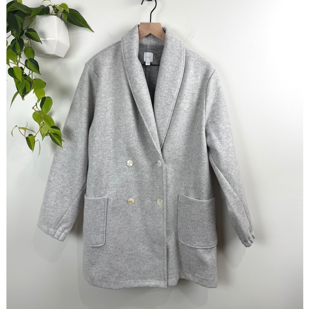 Pure Jill J. Jill Gray Double Breasted Shawl Collar Knit Oversized Coat Jacket M
